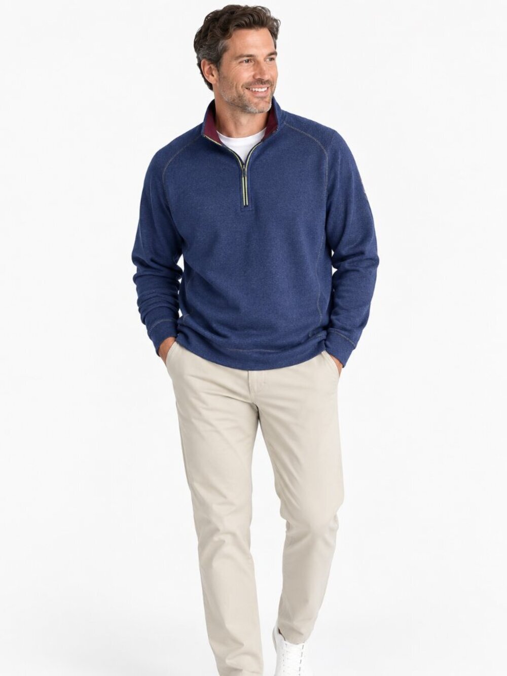 Tommy Bahama Reversible Quarter Zip Pullover Mens XL Blue Burgundy Golf